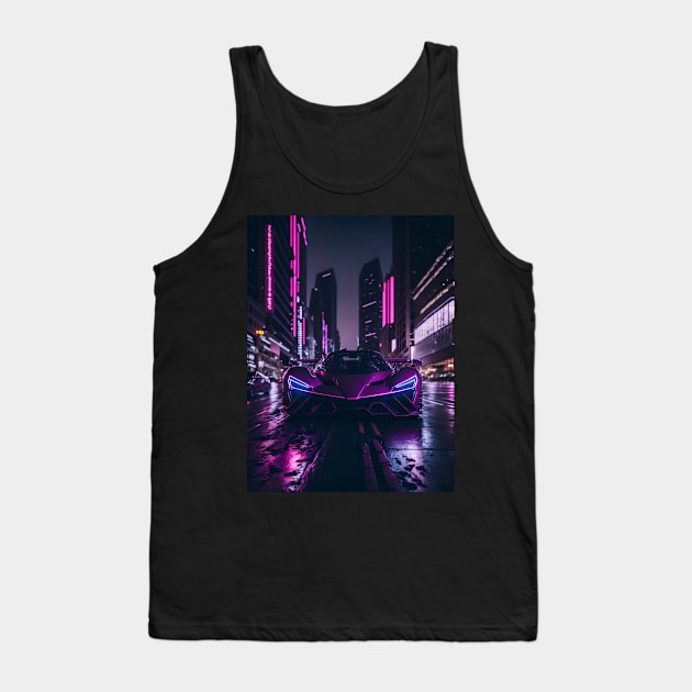Chicago Night Ride Pink Sports Car Tank Top by star trek fanart and more